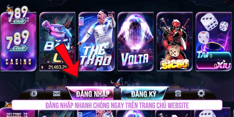 Đăng nhập nhanh chóng ngay trên trang chủ website